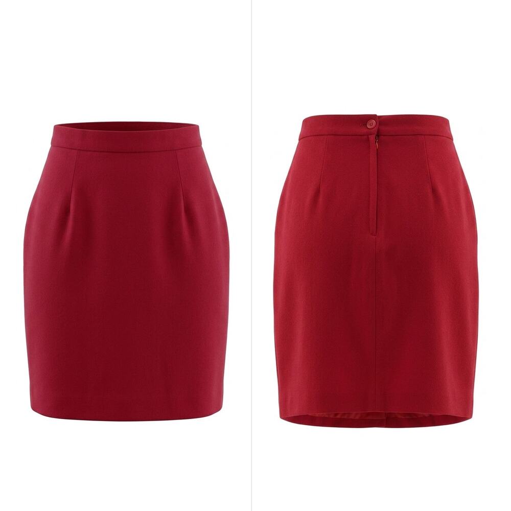 Vintage Micki 100% Wool Made in USA Red Pencil Skirt Women Size 4
